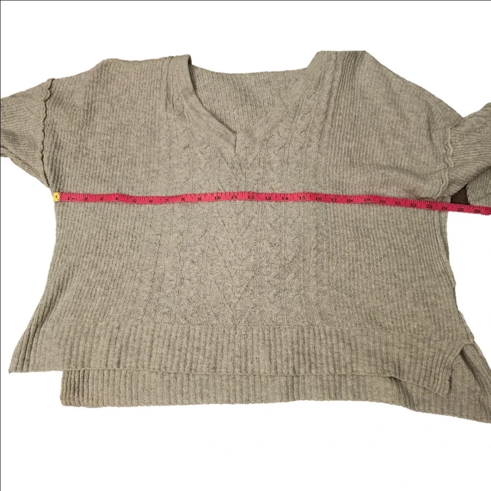 Yet Again Hooded Long Sleeve V-Neck Oversized Sweater Size XS Fits Like XL